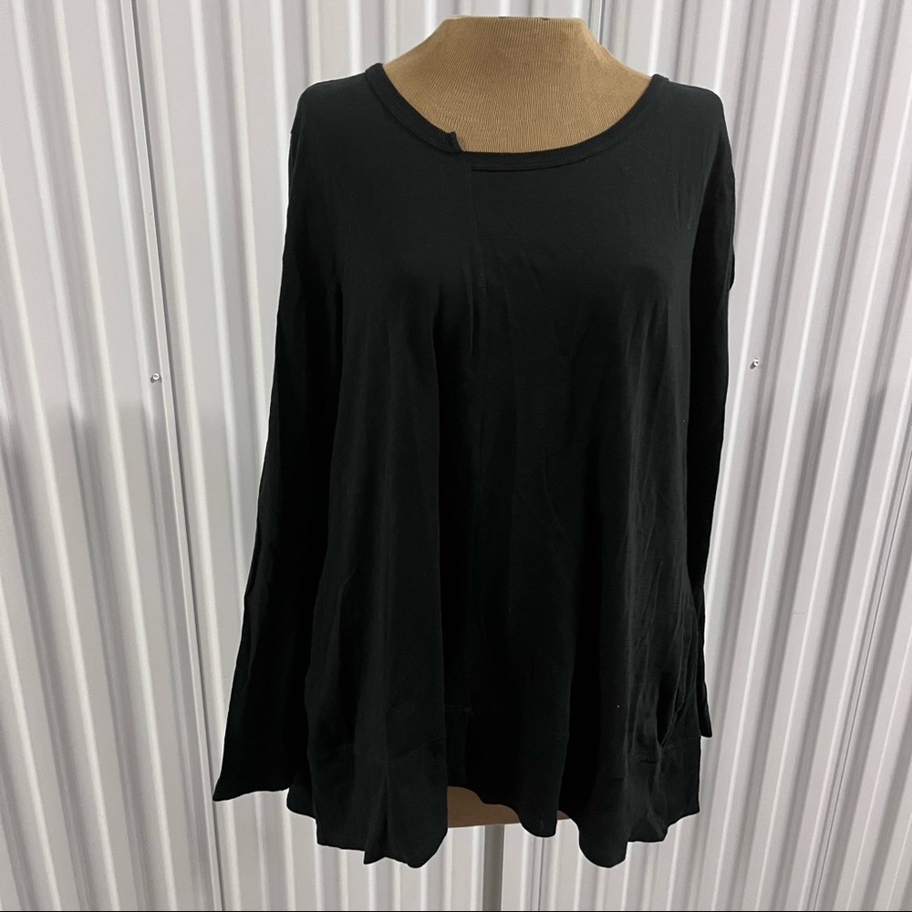 LOGO by Lori Goldstein Cotton Slub Top with Rib Slub Neck Detail